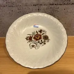 花柄　陶器皿 電子レンジ可　ブラウンカラー　フラワー　５枚セット