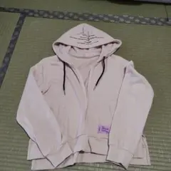 ベージュ フード付き ジップアップパーカー 140cm