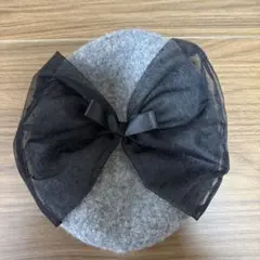 NINA'S グレー ベレー帽 黒リボン