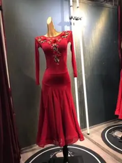 新品未使用　社交ダンス　ワンピース　ドレス　赤　レッド