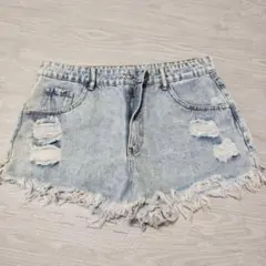 新品未使用SHEIN デニムショートパンツ ダメージ加工