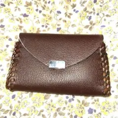 レザークラフトの(合皮)コイン入れ 止め金角(ダークブラウン)