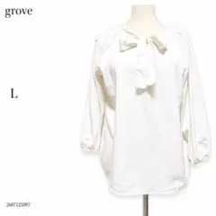 grove（グローブ）リボン ブラウス L ホワイト　長袖のサムネイル