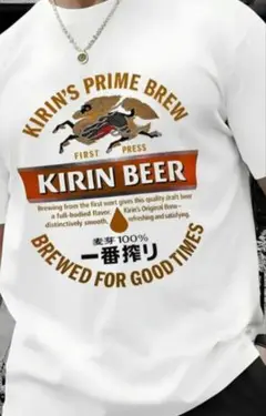 KIRIN BEER ホワイト Tシャツキリンビール　お酒グラフィック　ロゴ