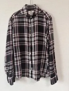 【中古】Giannetto チェック柄 フランネルシャツ ボルドー×ブラック