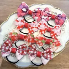 カラフルリボンヘアゴムセット　8個