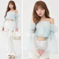 新品・未開封♡Darich♡ボリュームスリーブローズチュールベアトップ