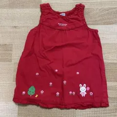 花*ン様 ミキハウス 赤 ノースリーブワンピース　90センチ