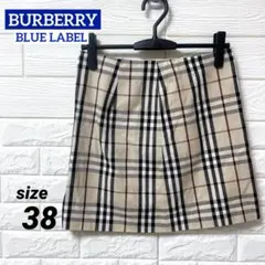 バーバリーブルーレーベル ノバチェック柄 ミニスカート 台形 Mサイズ　綿