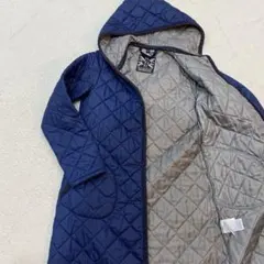 【美品】ラベンハム　ロング　キルティングコート　ネイビー　36 フード付き