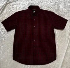 【特価】【希少】THE NORTH FACE 半袖シャツ Lサイズ 赤黒チェック