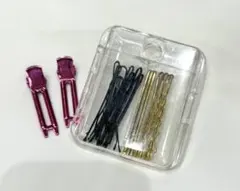 ヘアピンセット ピンク・黒・金