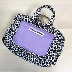 おむつポーチ　おしりふき内蔵型　ヒョウ柄　白×パープル　ママバッグ　出産準備