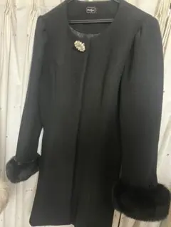 evelyn エブリン ノーカラーコート ブラック