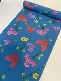 お子様用浴衣反物　伝統技法注染　蝶　本染め　ハンドメイド　リメイク