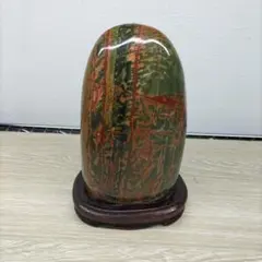 E-4 天然石 鑑賞石 鶏血石 風 碧玉 ジャスパー 観賞石 台座 箱付 置物 E-4 天然石 鑑賞石 鶏血石 風 碧玉 ジャスパー 観賞石 台座 箱付 置物