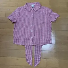 FOREVER 21 ギンガムチェック 半袖シャツ レッド Sのサムネイル