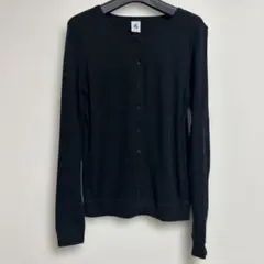 プチバトー ブラックコットンカーディガン長袖 XS 黒 ロンT カットソー