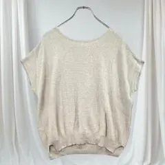 ホワイトベリー サマーニット 半袖 ゆったり LL ベージュ 春夏 麻調 無地