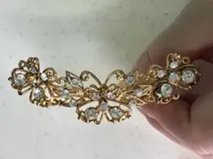 ほぼ新品結婚式発表会ヘアコーム3点セット ゴールドシルバーパール豪華