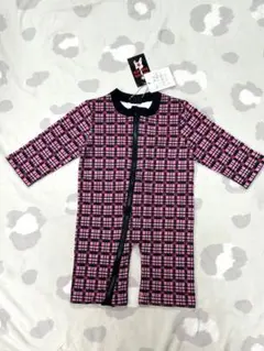 【新品・タグ付き】RISK ベビーカバーオール 80 ピンクチェック ロンパース