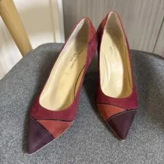 モードエジャコモMEDA スエードパンプス、ハイヒール　ワインレッド