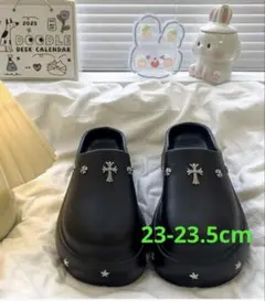 新品 23-23.5cm 厚底 サボサンダル ブラック スタッズのサムネイル