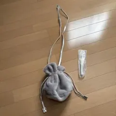 グレー ファー 巾着型ショルダーバッグ