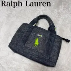 【希少】Ralph Lauren ビッグポニー　トートバッグ　デニム　蛍光　ミニ