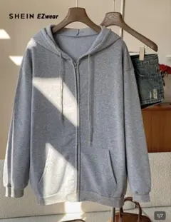 SHEIN グレー ジップアップパーカー