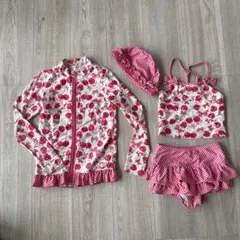 mezzo piano 水着セット 130cm チェリー　水泳帽　キャップ　帽子