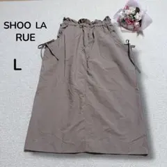 【シューラルー】 ウエスト総ゴム　両サイドリボン　ナイロンスカート　ベージュ　Lのサムネイル