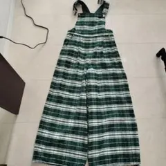 Mia グリーン チェック柄 サロペット ミーアアステリズム