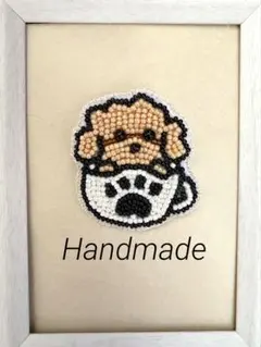 トイプードルカップ ビーズ刺繍ブローチ ハンドメイド