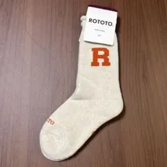 未使用品ROTOTO ソックス Rロゴ オフホワイトのサムネイル