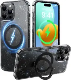 Magsafe対応✨CASEKOO iPhone14Proケース ラメ入ブラック