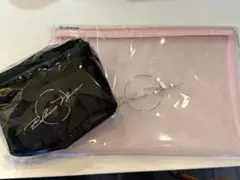 メッシュポーチ 2点セット ブラック ピンク