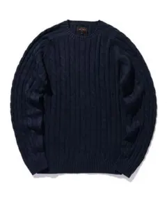 ビームスプラス　 ケーブル編み ニット セーター　S ネイビー
