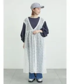 【SM2】チュール刺繍前後2WAYノースリワンピース オフホワイト Mサイズのサムネイル