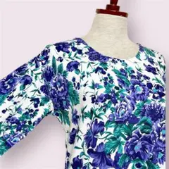 vintageヴィンテージワンピース花柄総柄白系70s80sレトロUSA海外古着