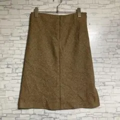 NICE CLAUP ベージュ ツイード タイトスカート ひざ丈　ウール混　美品のサムネイル