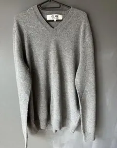 PLAY COMME des GARÇONS グレー Vネックセーター XL