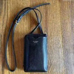 VIOLADORO ブラック レザー スマホショルダーバッグ