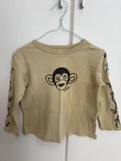 猿プリント ベージュ 長袖カットソー