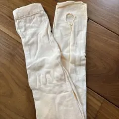 クリーム色 無地 タイツ 穴あきタイプ