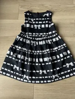 パニエ付きBeBe サイズ100cm リボン柄ノースリーブワンピース