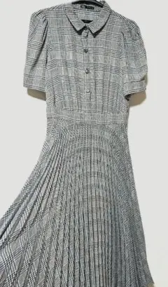 チェック柄 半袖ロングワンピース　ZARA