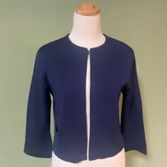 【ほぼ新品】シビラ Sybilla カーディガン 7分袖紺色 ポケット付き M