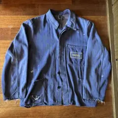 【ヴィンテージ】50-60s インディゴコットン フレンチワークジャケット 50-60s インディゴリネン フレンチワーク メカニックジャケット型