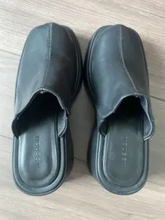 moussyブラックスリッポンサンダル厚底のサムネイル
